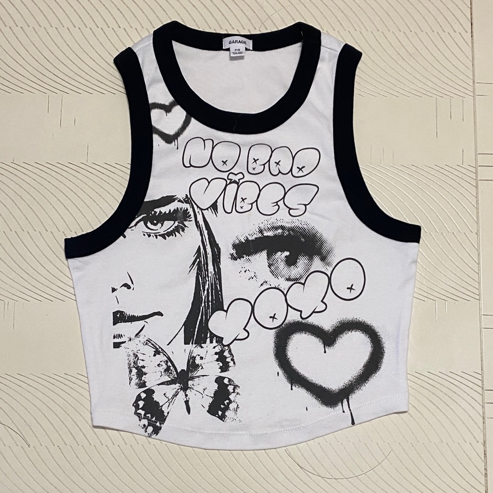 Garage Black and White Graphic Tank Top